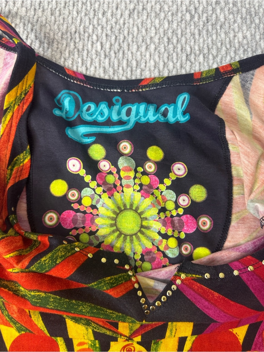 Desigual Dress Vibrant Satin Trim Sz S